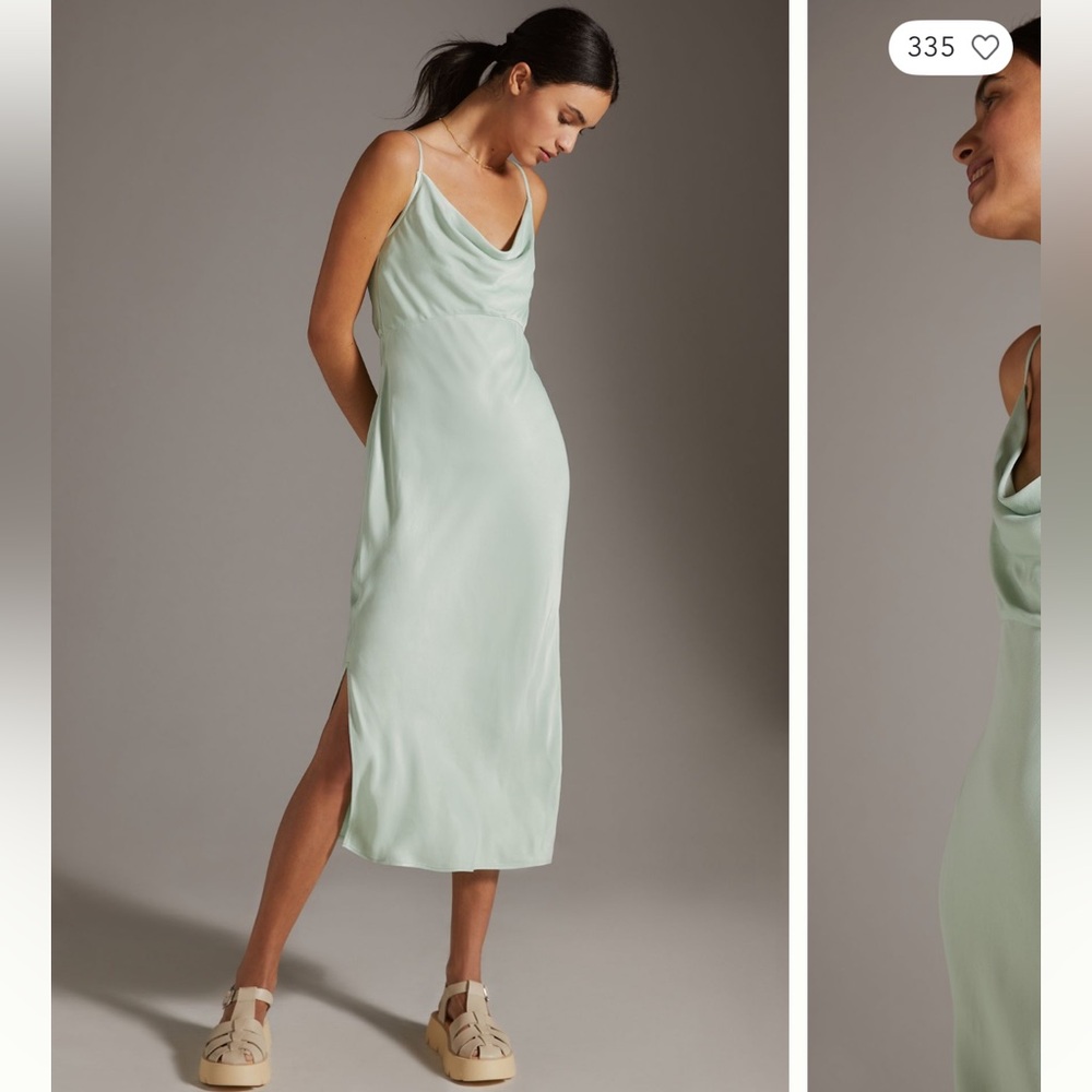 Anthropologie Elyse Slip Dress Mint - Picture 3 of 8